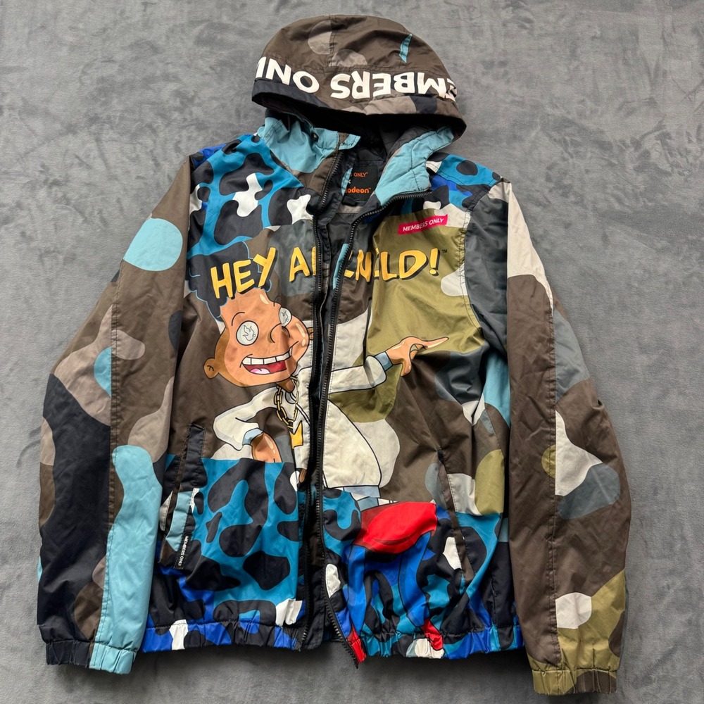 Members Only x Nickelodeon Hey Arnold Camo Windbreaker Jacket Mens Medium